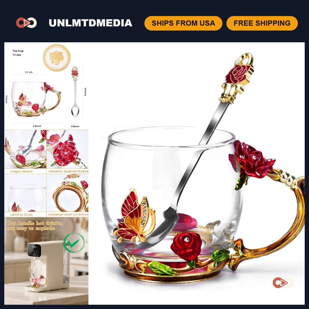 Elegant Glass Tea Cup & Coffee Mug - Perfect Gift for Mom, Women, Christmas, Bir